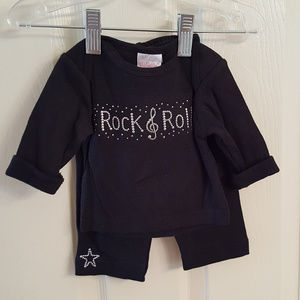 Infant ROCK & ROLL Set Top Pant Socks Hat NWT